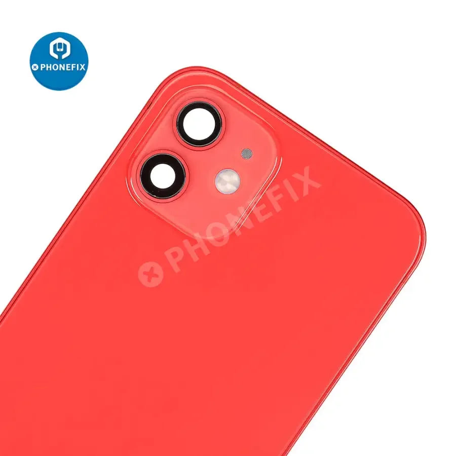 Black iPhone 12 back cover assembly, full replacement back glass for iPhone 12 repair by PHONEFIX.
