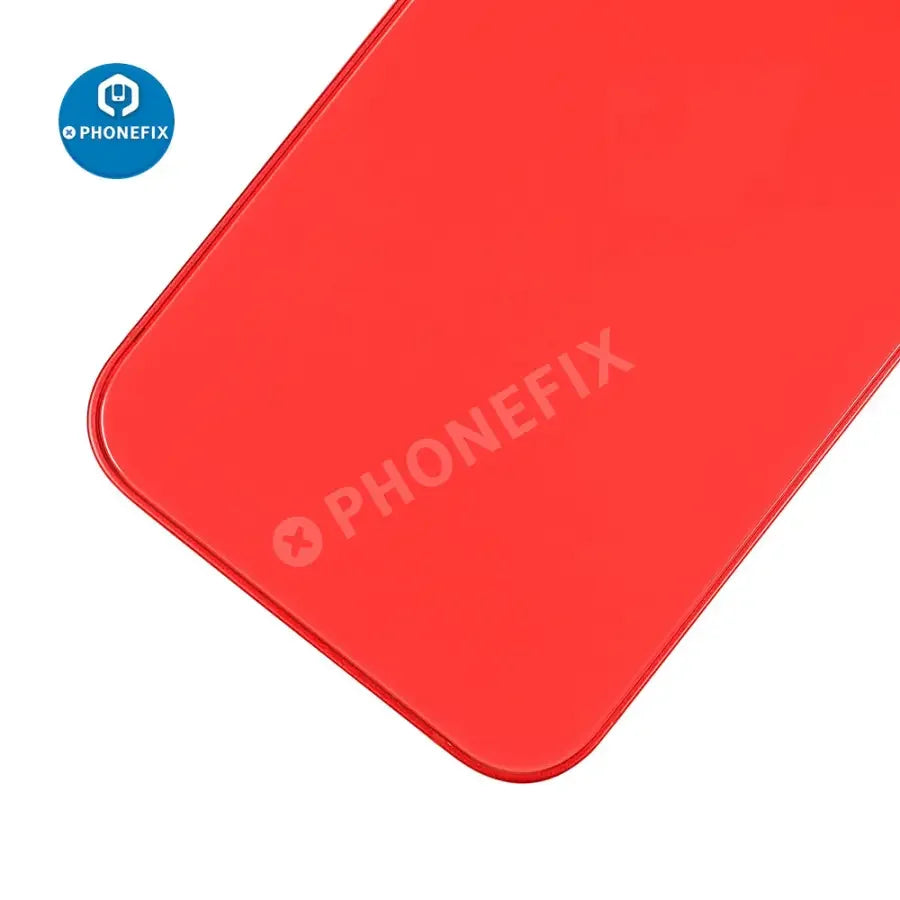 Black iPhone 12 back cover replacement, full assembly repair part from PHONEFIX, featuring durable glass and precise fit.