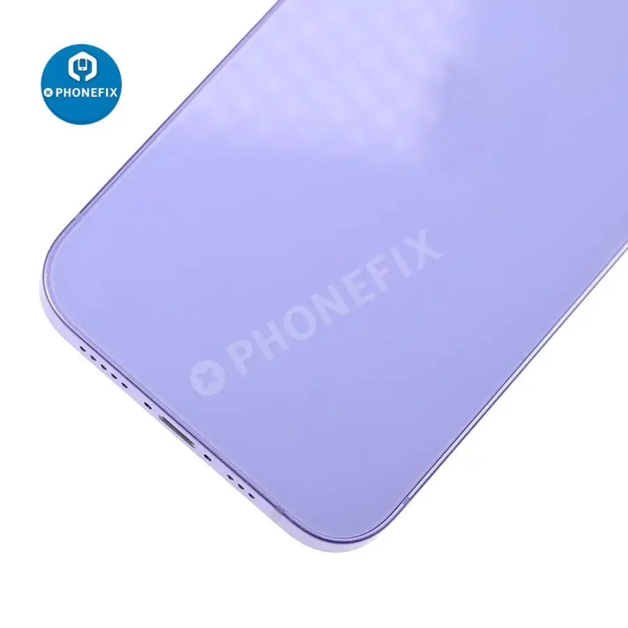 Black back glass cover for iPhone 12 Mini, PHONEFIX full assembly replacement showing the rear side of the phone.