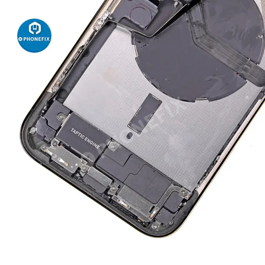 PHONEFIX iPhone 12 Pro Max back cover full assembly with replacement glass, showing the sleek back design and repair components.