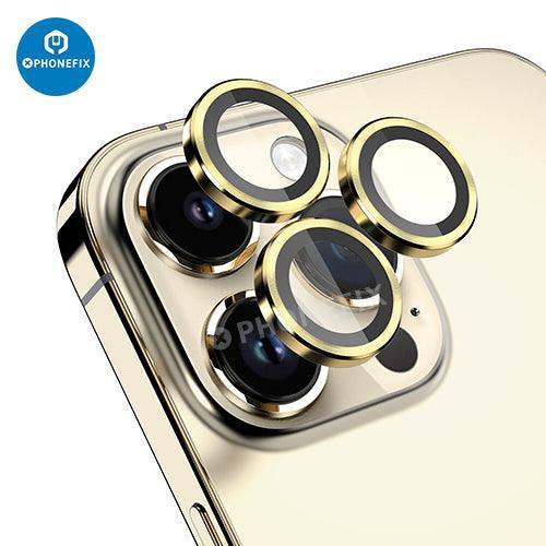 Protection d'objectif en verre trempé avec anneau métallique pour iPhone série 13-14, remplace la vitre arrière, par PHONEFIX.