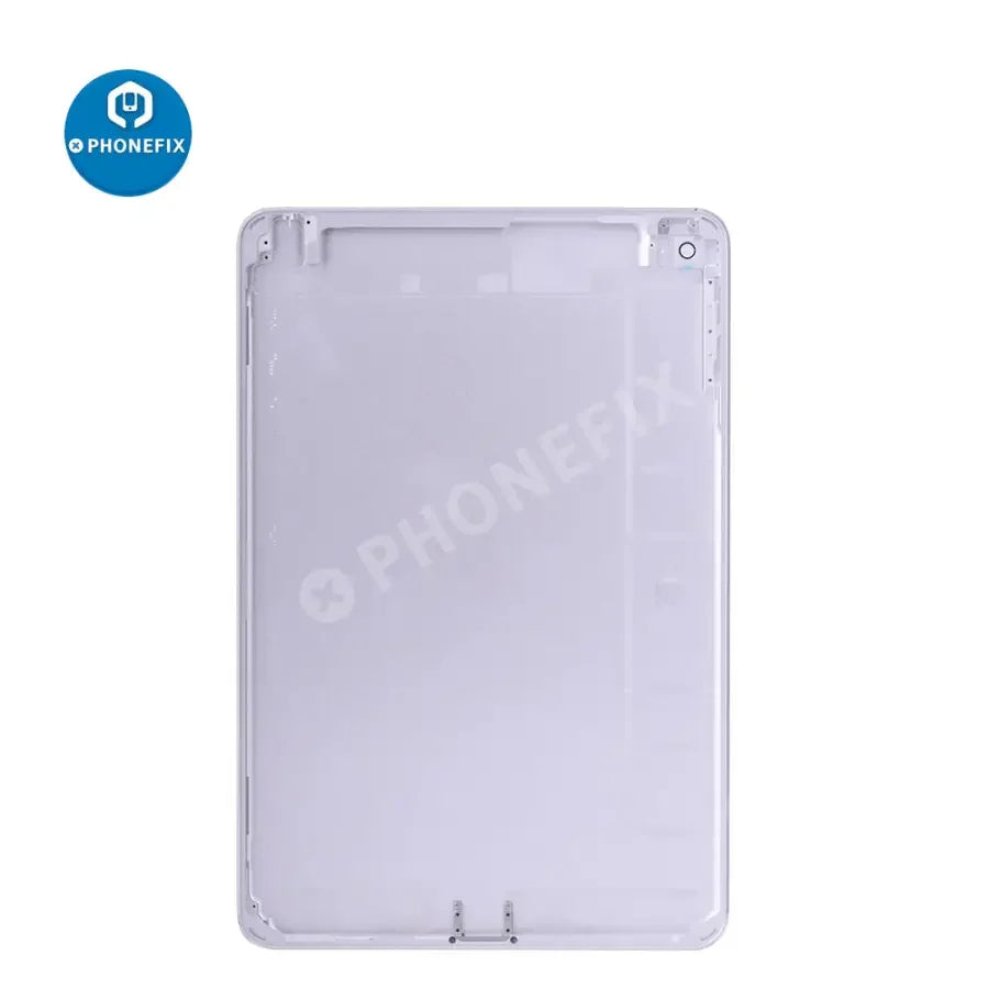 Gold back glass replacement for iPad Mini 4 WiFi version, showing the PHONEFIX back cover with smooth finish and precise fit.