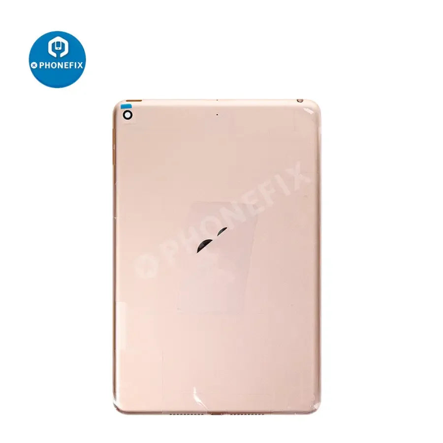 Gold back glass replacement for iPad Mini 5 WiFi version by PHONEFIX, showing the back cover with glass surface and Apple logo.
