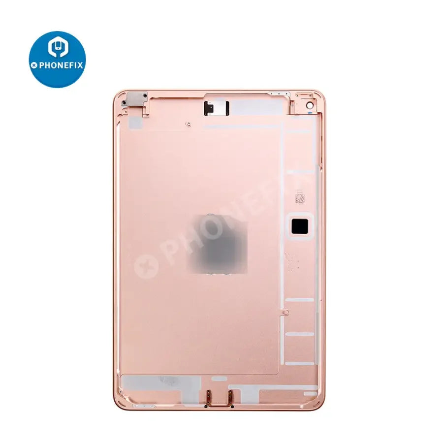 Gold back glass replacement cover for iPad Mini 5 WiFi version, designed by PHONEFIX, showing the rear view of the tablet.