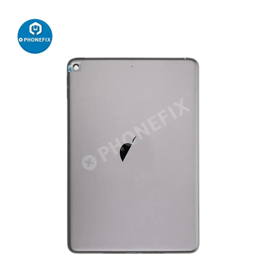 Gold back glass replacement cover for iPad Mini 5 WiFi, designed by PHONEFIX, showing the shiny rear surface with precise cutouts.