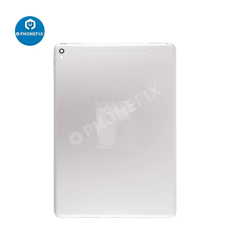 Gold back cover replacement for iPad Pro 9.7" with WiFi and cellular, designed by PHONEFIX, showing the new glass back panel.