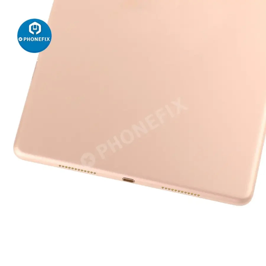 Gold back glass replacement for iPad Pro 9.7 with WiFi and cellular versions, showing the PHONEFIX back cover in close-up.