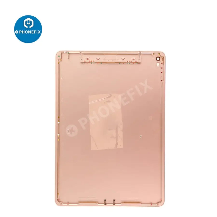 Gold back cover replacement for iPad Pro 9.7 with WiFi and cellular version, made by PHONEFIX, showing the glass back in the image.