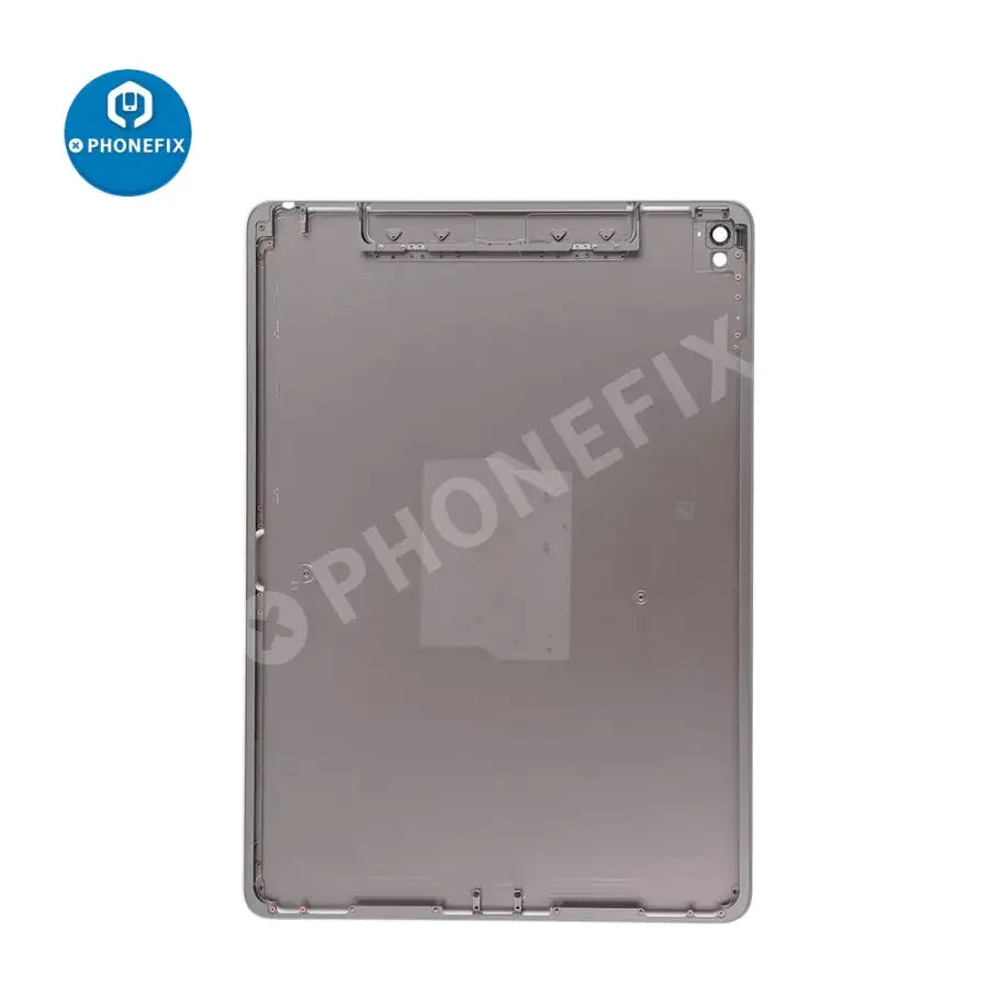 Gold back cover replacement for iPad Pro 9.7 with WiFi and cellular version, showing the new back glass for PHONEFIX repair.