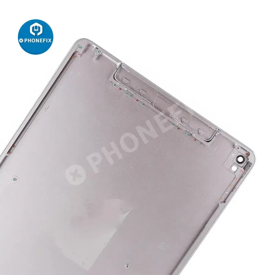 Gold back cover replacement for iPad Pro 9.7-inch with WiFi and cellular versions, designed by PHONEFIX, shows the rear glass panel.