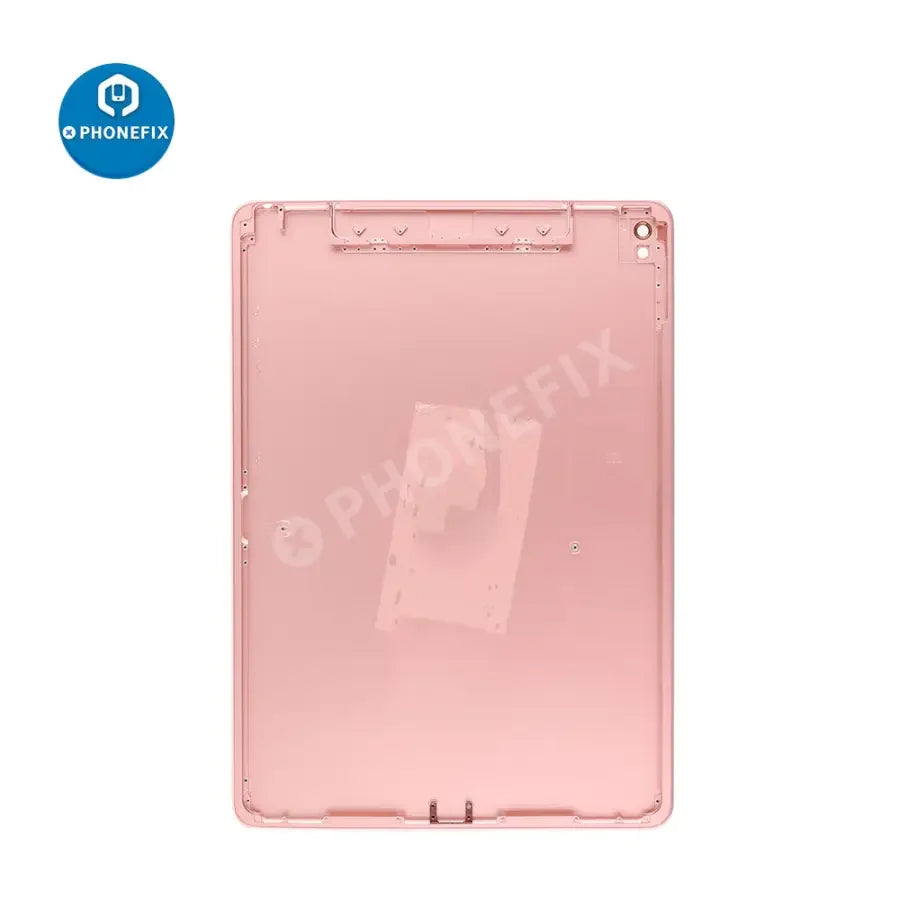 Gold back cover replacement for iPad Pro 9.7" with WiFi and cellular, designed by PHONEFIX, showing the new glass back.