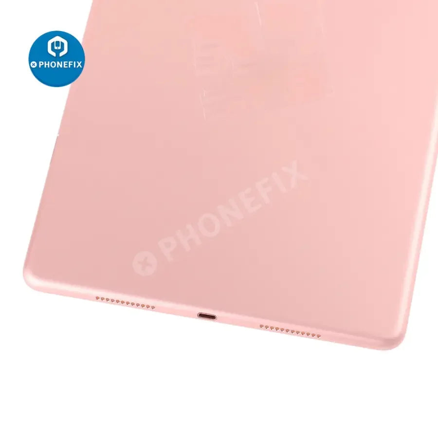 Gold back cover replacement for iPad Pro 9.7 inch, WiFi and cellular version, made by PHONEFIX, showing the back glass and camera area.
