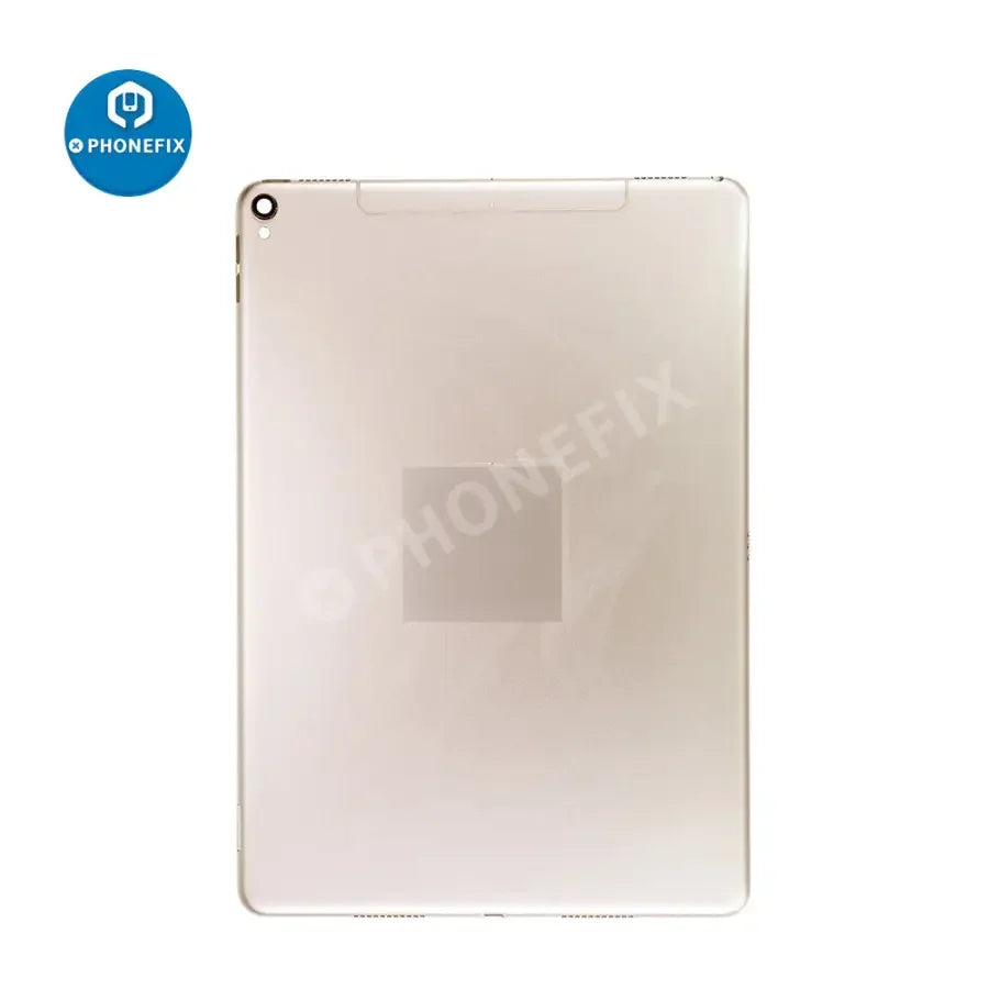Gold back cover replacement for iPad Pro 10.5 inch, WiFi and cellular version, made by PHONEFIX, showing the back glass exterior.