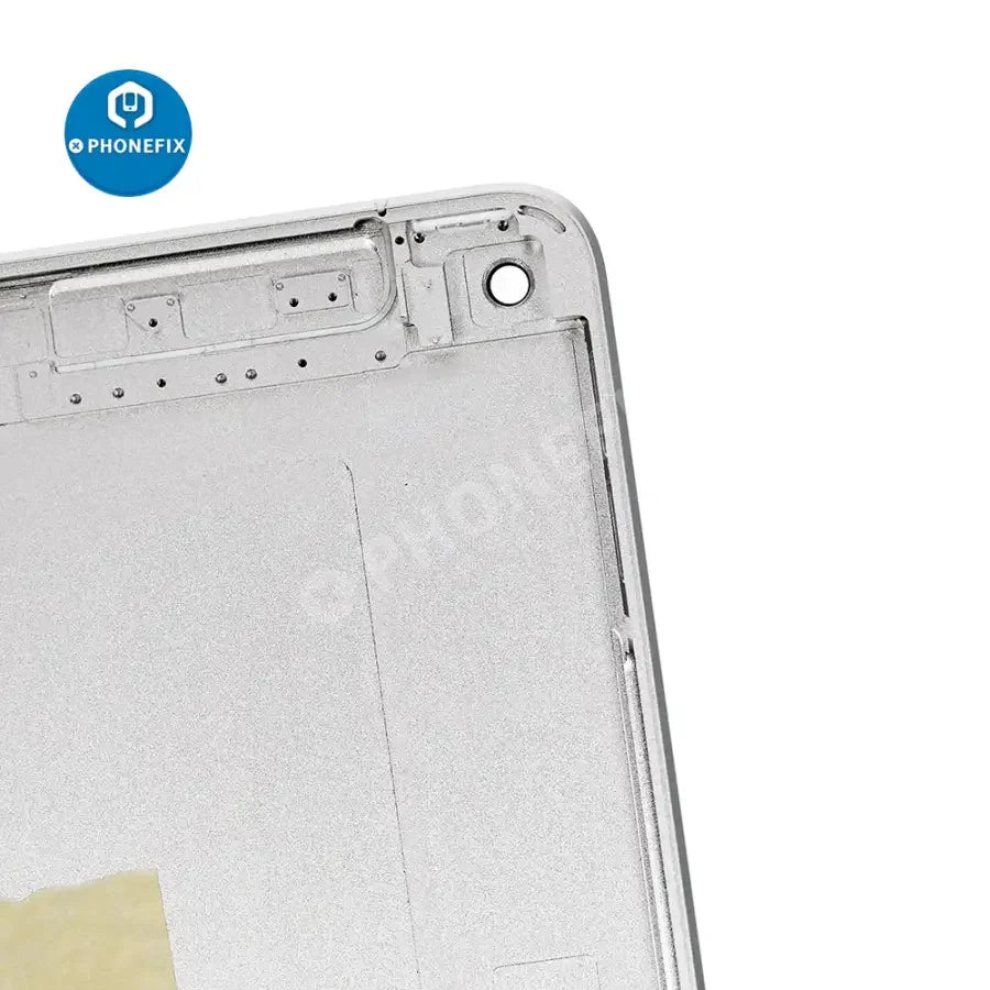 Gold back glass cover replacement for iPad Mini 5 WiFi+Cellular, showing the new rear glass panel with PHONEFIX branding.