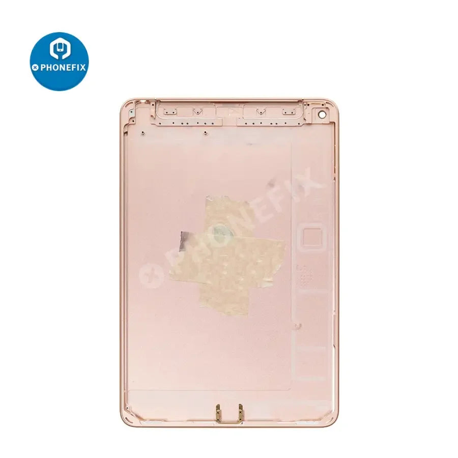 Gold back glass cover replacement for iPad Mini 5 WiFi+Cellular by PHONEFIX, showing the rear view of the device.