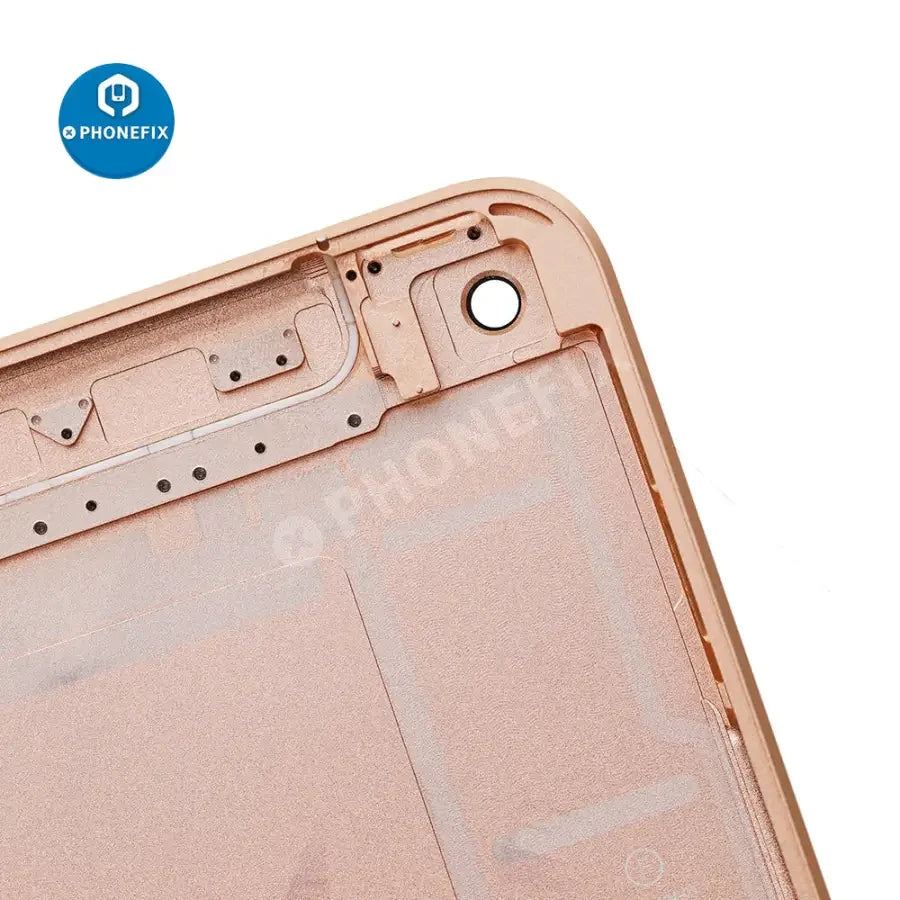 Gold back glass replacement for iPad Mini 5 WiFi+Cellular, showing the PHONEFIX back cover repair part for iPad Mini 5.