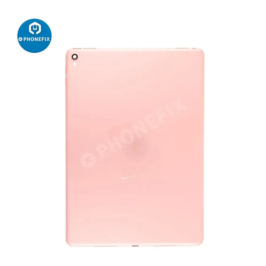 Gold back glass replacement for iPad Pro 9.7-inch WiFi version, showing the PHONEFIX brand and new rear cover.