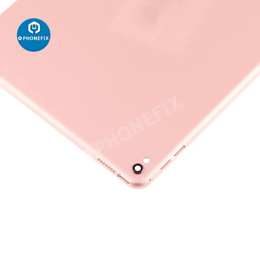 Gold back glass replacement for iPad Pro 9.7-inch WiFi version, showing the PHONEFIX back cover laid flat.