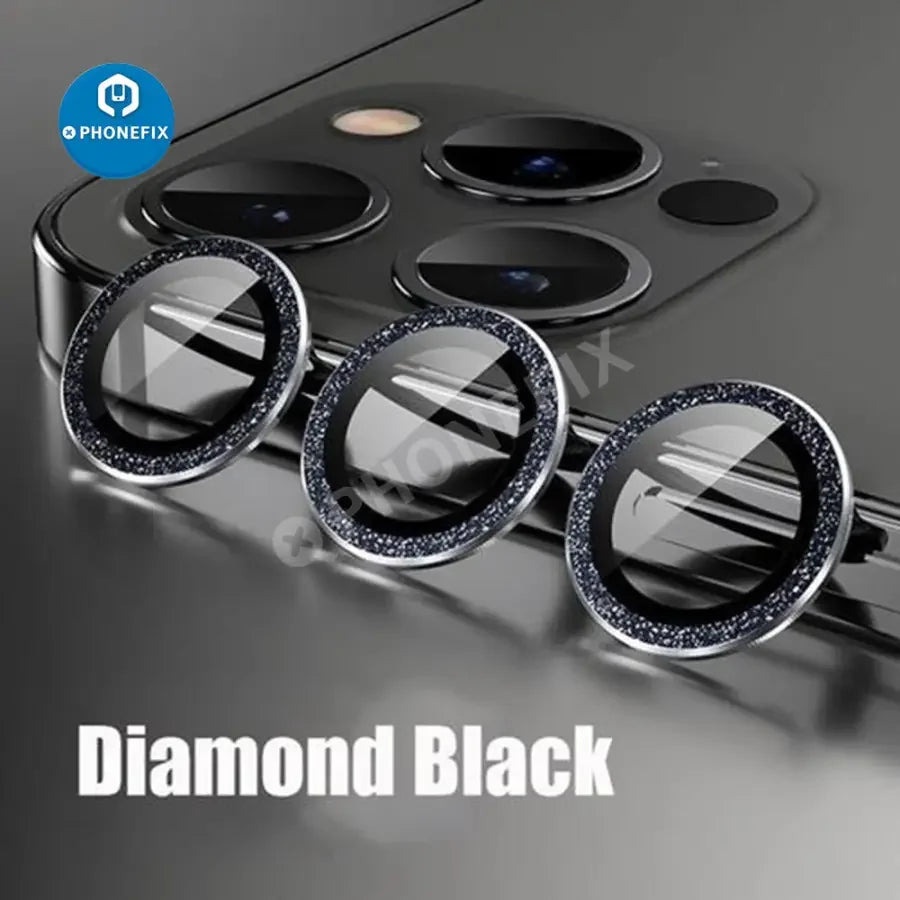 Luminous metal full cover camera lens protectors for iPhone 11-13 Pro Max, back glass replacement by PHONEFIX.