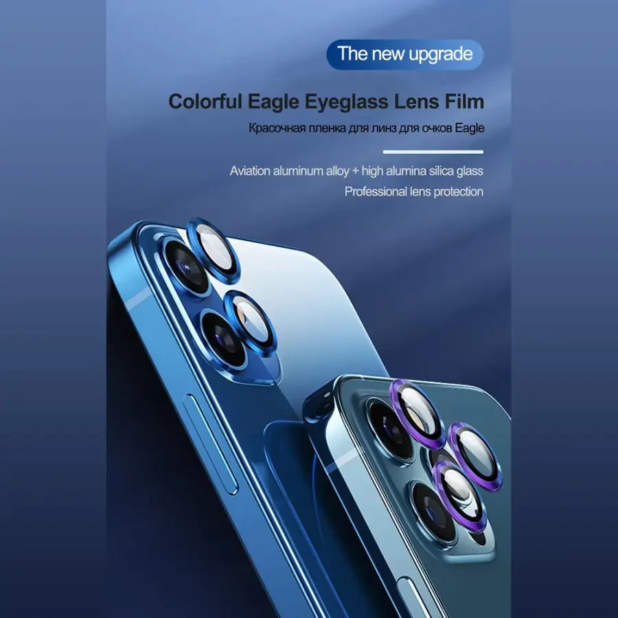 Luminous metal full cover camera lens protectors for iPhone 11 and 13 Pro Max, back glass replacement by PHONEFIX.