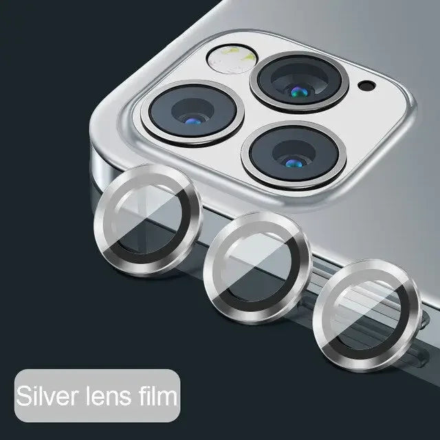 Luminous metal full cover camera lens protectors for iPhone 11 and 13 Pro Max, back glass replacement by PHONEFIX.
