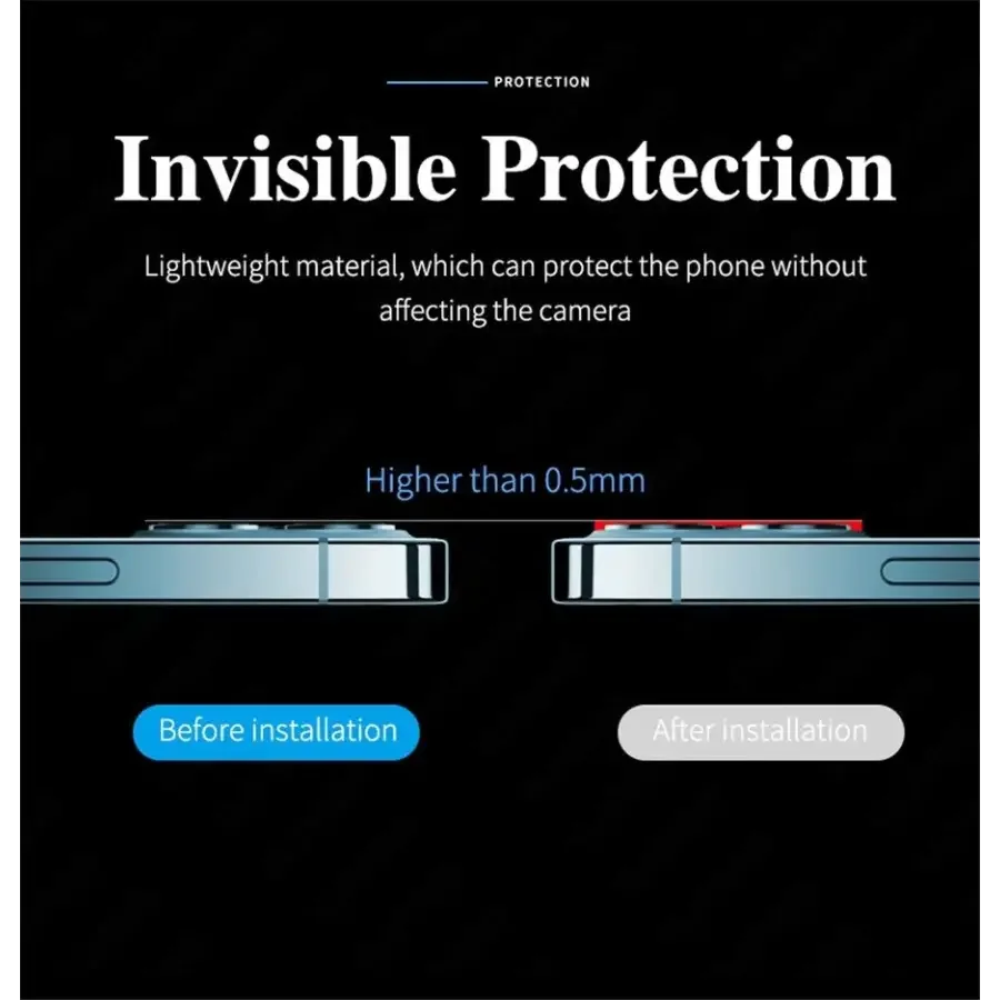 Luminous metal full cover camera lens protectors for iPhone 11-13 Pro Max, back glass replacement by PHONEFIX.