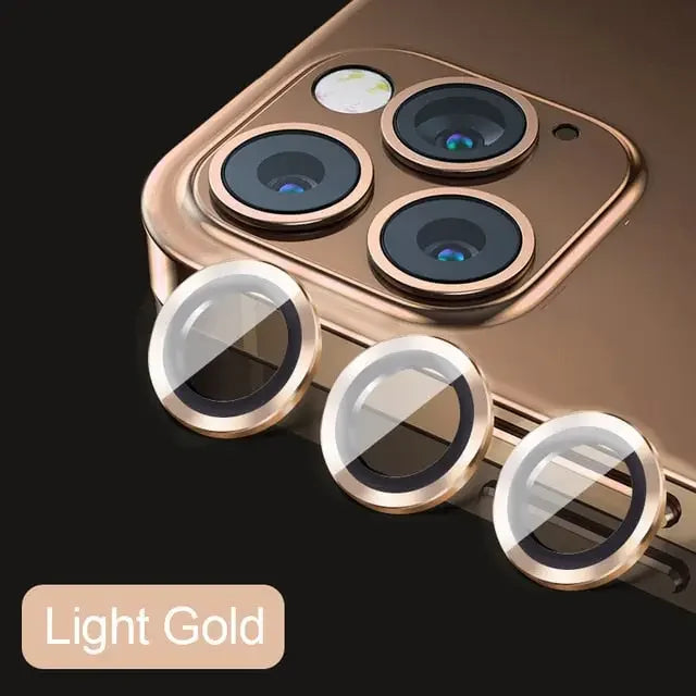 Luminous metal full cover camera lens protectors for iPhone 11 and 13 Pro Max, back glass replacement by PHONEFIX.