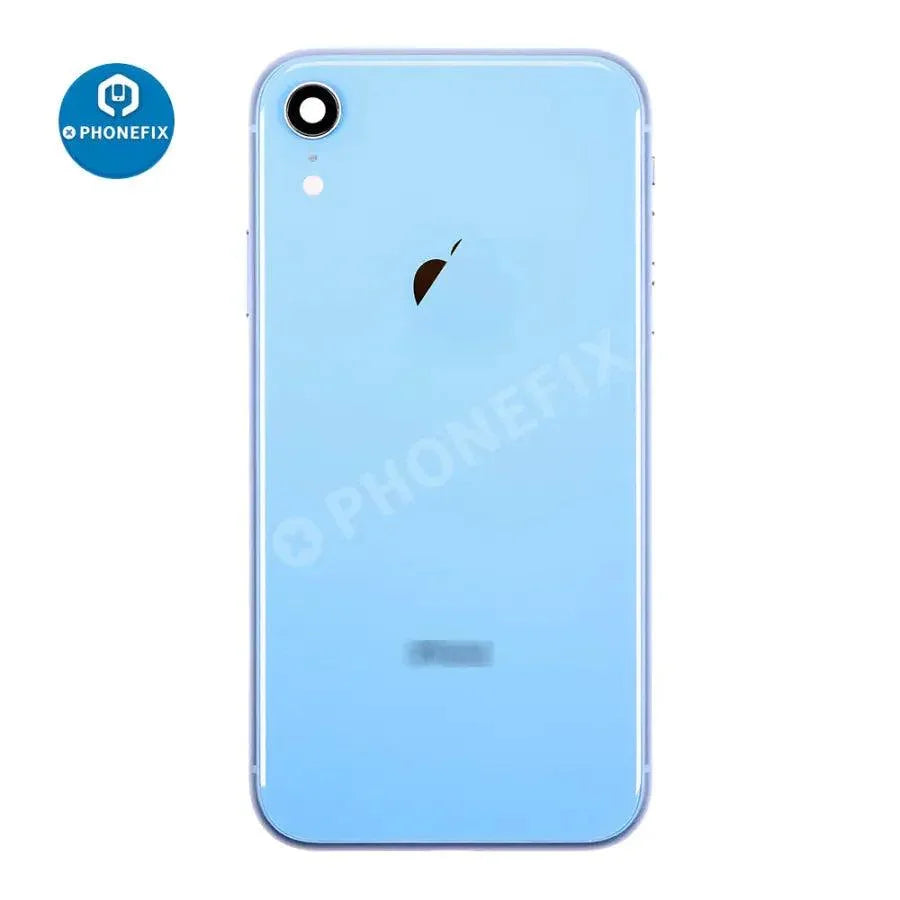 Red iPhone XR back cover full assembly replacement by PHONEFIX, showing the original glass back cover for iPhone XR.