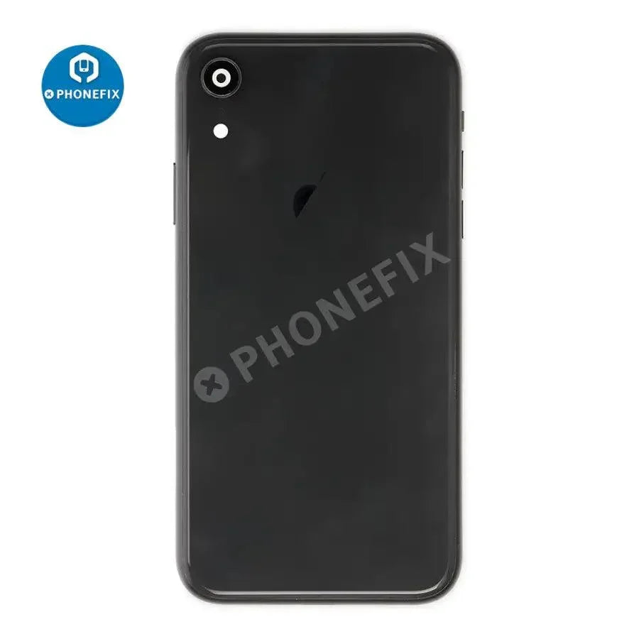 Red PHONEFIX back cover full assembly replacement for iPhone XR, featuring durable glass and precise fit.