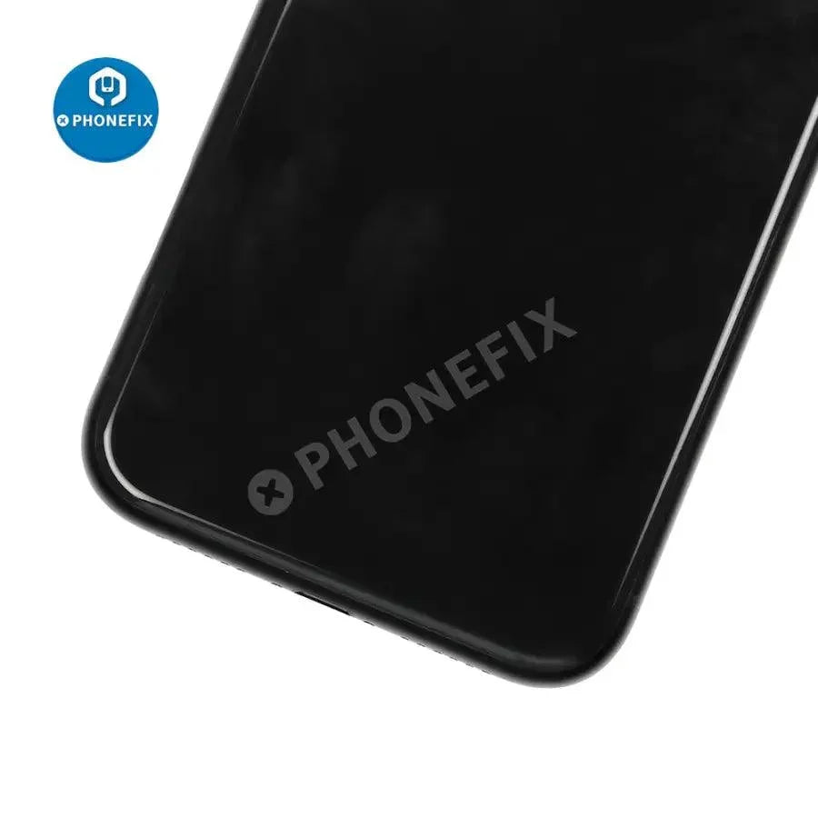 Red full back cover assembly for iPhone XR by PHONEFIX, showing the replacement back glass with sleek design and precise fit.