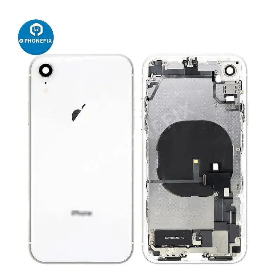 Red PHONEFIX back cover full assembly replacement for iPhone XR with glass back and precise fit.