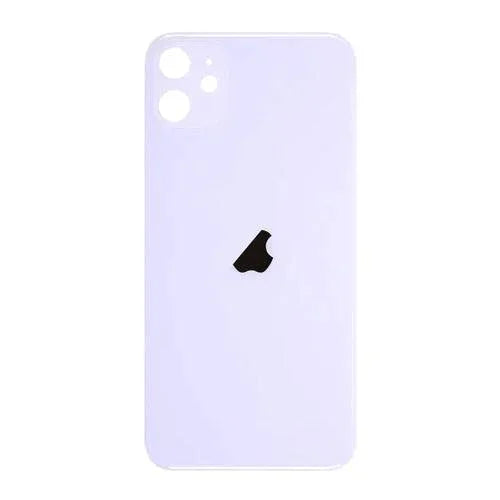 Back glass battery cover panel replacement for iPhone 8-14 series by PHONEFIX, showing the new transparent rear glass on the phone.