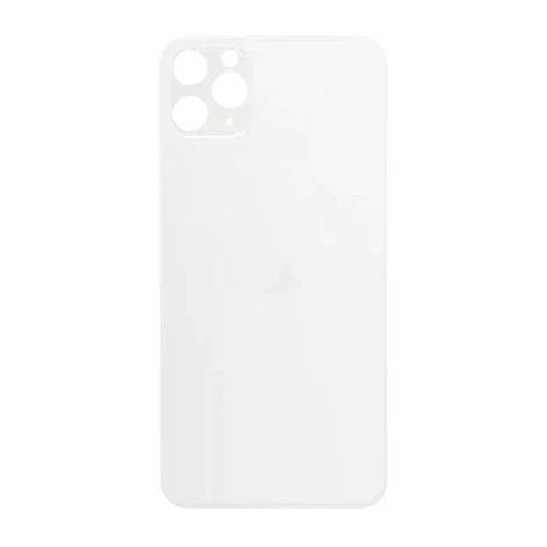 Back glass battery cover panel replacement for iPhone 8 to 14 series by PHONEFIX, showing the new glass back panel with adhesive.