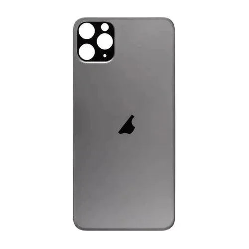 Back glass battery cover panel replacement for iPhone 8-14 series by PHONEFIX, showing the new glass back with cutouts.