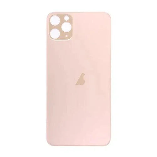 PHONEFIX back glass battery cover panel replacement for iPhone 8-14 series, showing the new transparent rear glass in close-up view.
