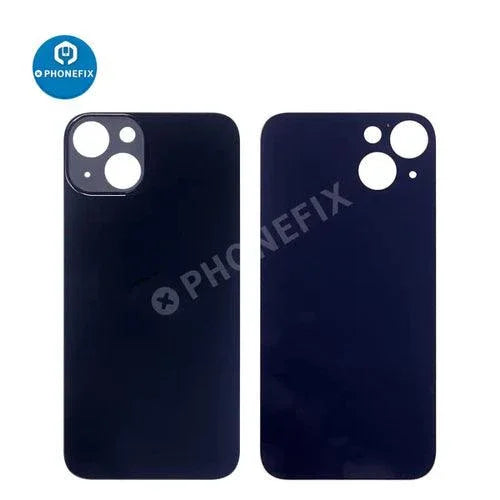 Back glass battery cover panel replacement for iPhone 8-14 series by PHONEFIX, showing the new transparent rear glass.