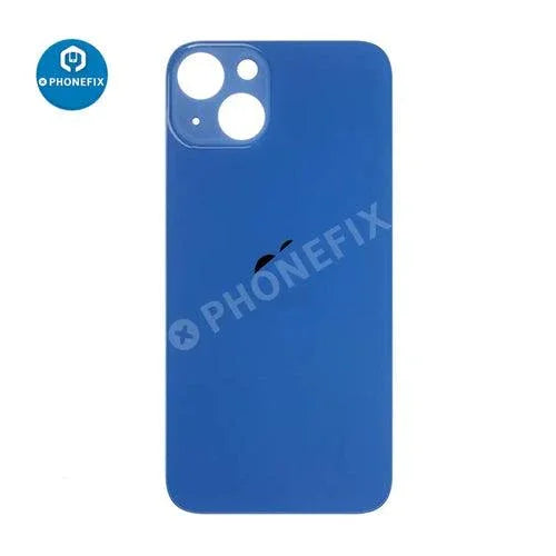 Back glass battery cover panel replacement for iPhone 8-14 series by PHONEFIX, showing the new transparent rear glass.