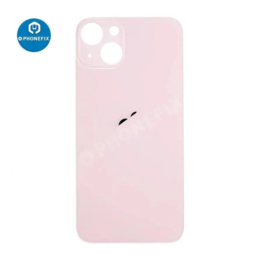Back glass battery cover panel replacement for iPhone 8-14 series, showing the sleek glass back and camera cutout.