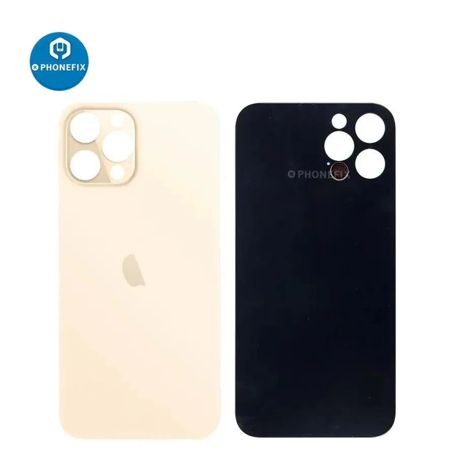 Back glass battery cover panel replacement for iPhone 8-14 series by PHONEFIX, showing the new glass back cover.