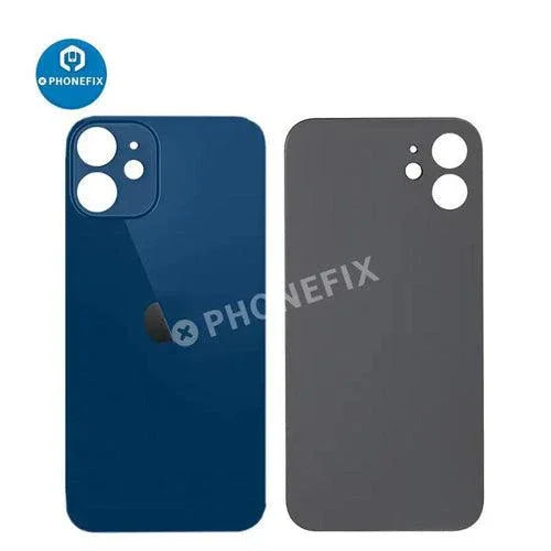 Back glass battery cover panel replacement for iPhone 8-14 series by PHONEFIX, showing the new transparent back glass.
