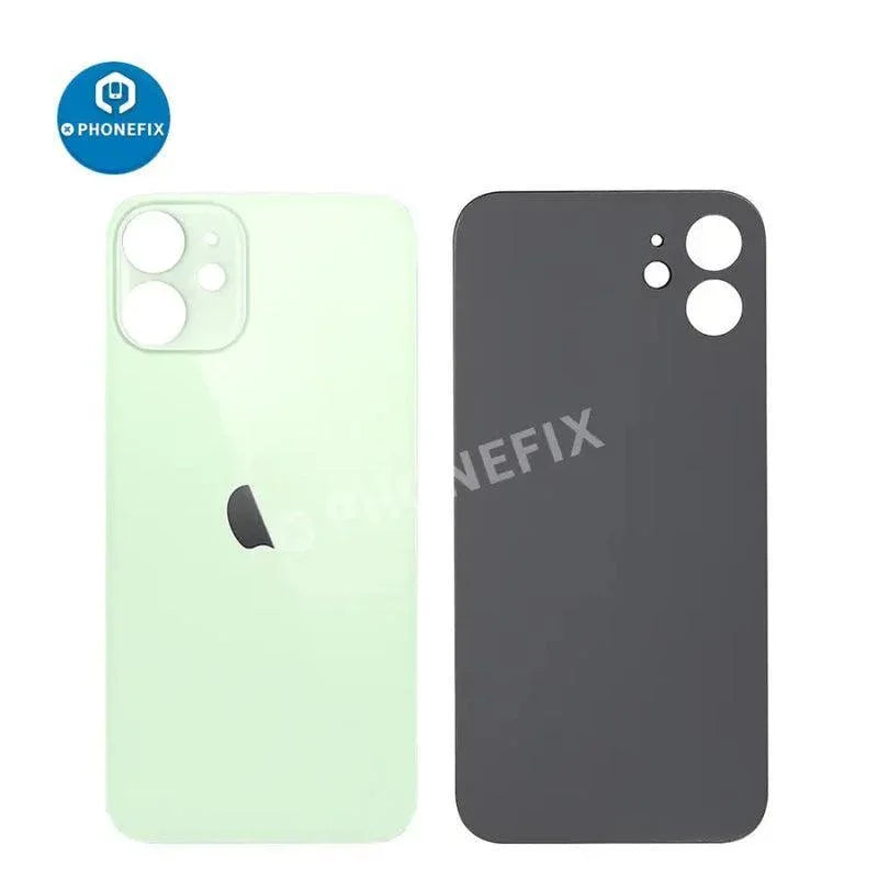 Back glass battery cover panel replacement for iPhone 8-14 series, showing the PHONEFIX back glass replacement part.