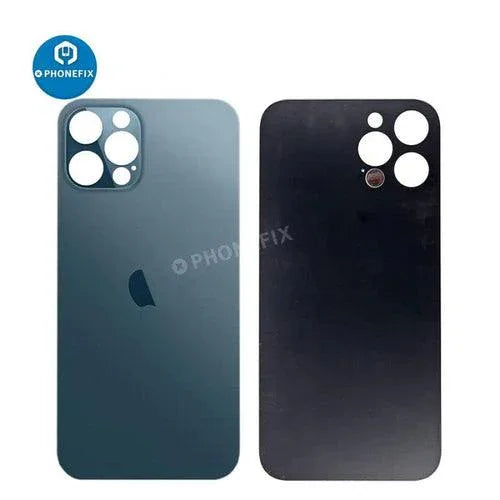 Back glass battery cover panel replacement for iPhone 8-14 series by PHONEFIX, showing the new clear back glass for iPhone models.