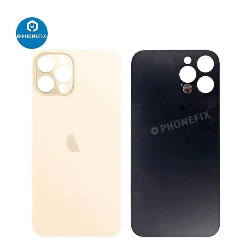 Back glass battery cover panel replacement for iPhone 8 to 14 series by PHONEFIX, showing the new glass back panel.