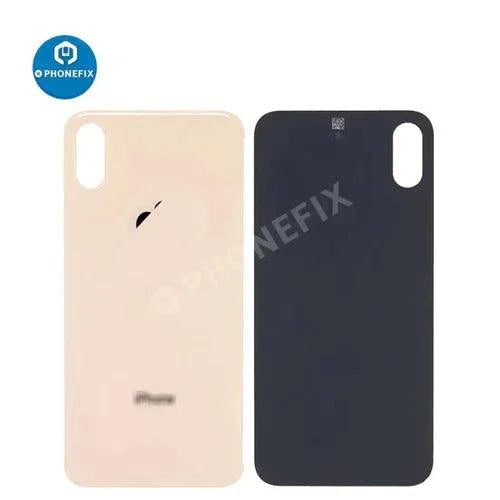 Back glass battery cover panel replacement for iPhone 8-14 series by PHONEFIX, showing a clear, new glass back for iPhone models.