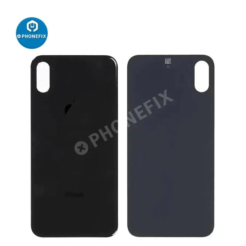 Back glass battery cover panel replacement for iPhone 8-14 series, showing the phone's back glass with repair parts.