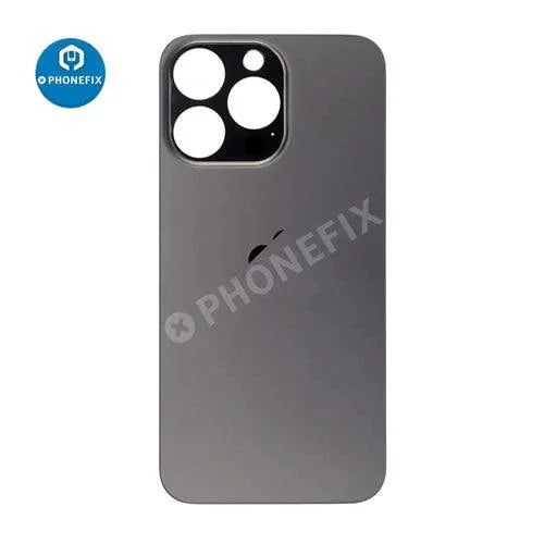 Back glass battery cover panel replacement for iPhone 8-14 series by PHONEFIX, showing the new transparent back glass.