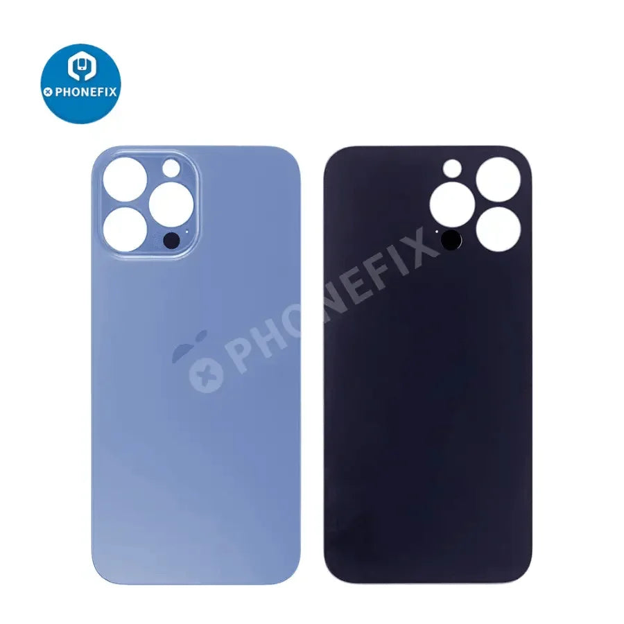 Back glass battery cover panel replacement for iPhone 8-14 series by PHONEFIX, showing the new glass rear panel.