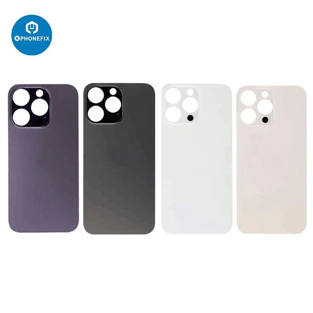 Back glass battery cover panel replacement for iPhone 8-14 series by PHONEFIX, showing the new glass back panel for iPhone models.