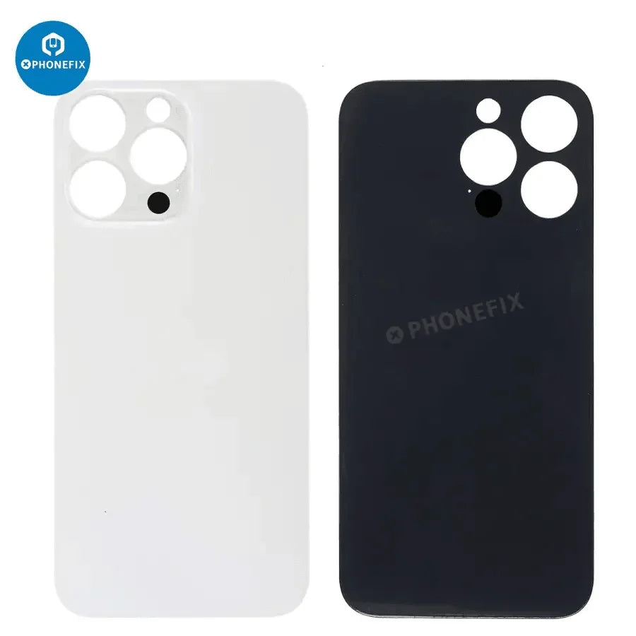 Back glass battery cover panel replacement for iPhone 8 to 14 series by PHONEFIX, showing the new glass back panel.