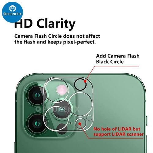 PHONEFIX rear back camera lens protector for iPhone 13-14 Pro Max, tempered glass back glass replacement in silver.